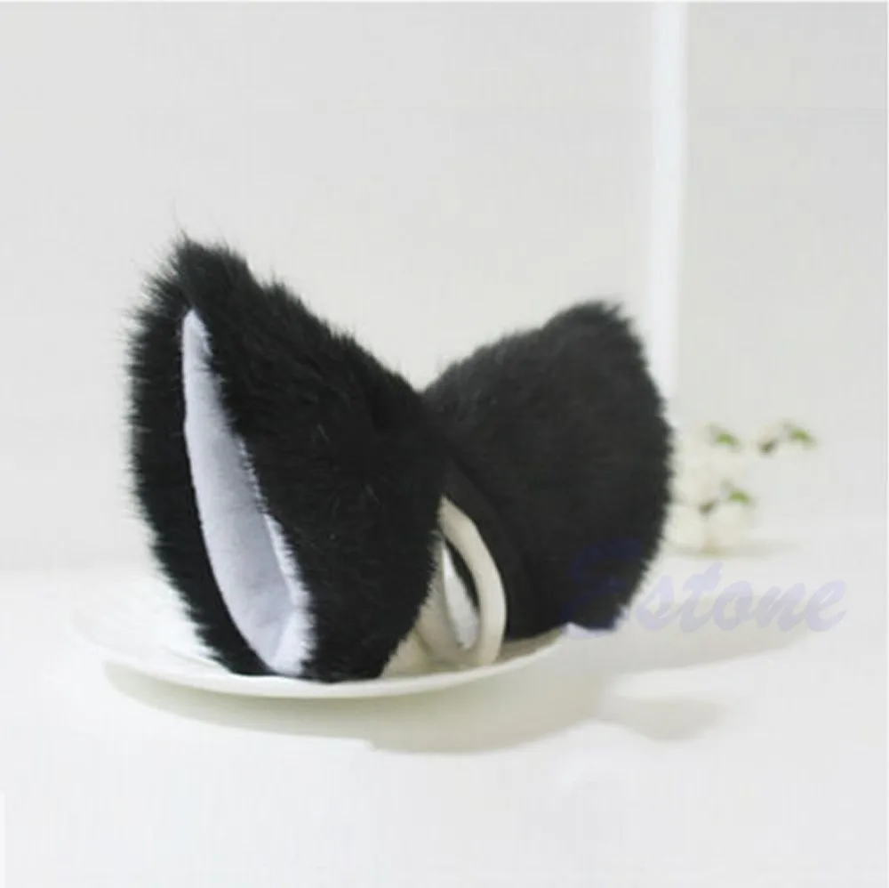 Орекьетте Вечеринка кошка лиса длинные меховые уши аниме Neko костюм заколка для волос Косплей - Цвет: Black White