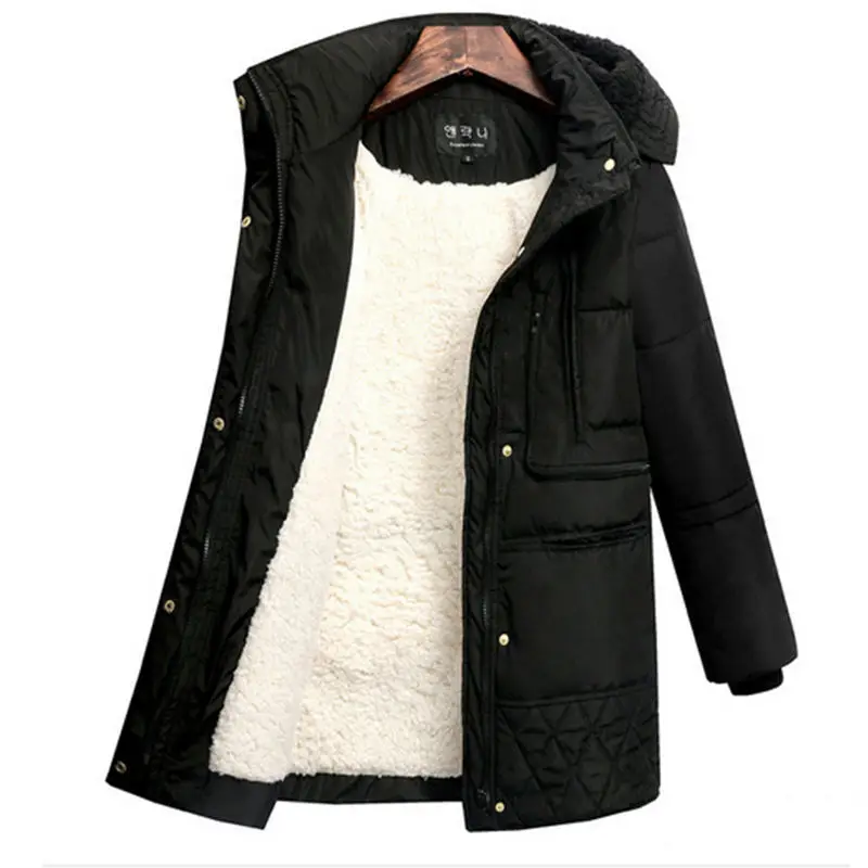 AILOOGE плюс размер новая зимняя куртка женское длинное пальто женская одежда военная Парка хлопковая куртка ягненка шерстяное пальто куртки