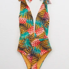 Сексуальный женский купальник с принтом бикини цельный купальный Купальник Монокини ананас одежда