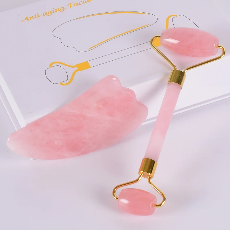 Jade Roller Acupuncture Scraping Tool Set Natural Rose Quartz Face Massage Slimming Anti Wrinkle Cellulite Gua Sha Gift Box Jade Roller Acupuncture Scraping Tool Set Natural Rose Quartz Face Massage Slimming Anti Wrinkle Cellulite Gua Sha Gift Box