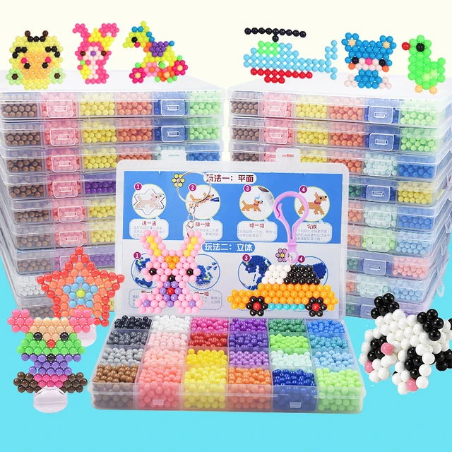 6000pcs 24 colors Refill Beads puzzle Crystal DIY water spray beads set ball games 3D handmade magic toys for children 1