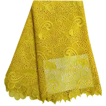 

Summer Style Embroidered Design African Cord Lace Fabric High Quality Water Soluble Guipure Lace Fabric For Party Dress128B