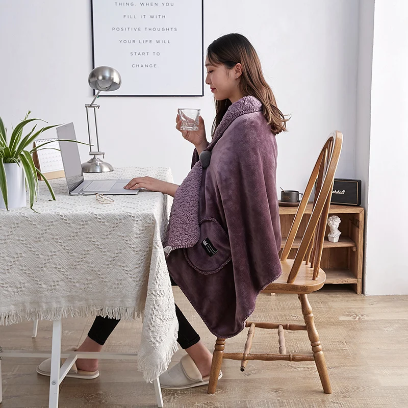 

iDouillet Winter Double Layer Fleece and Sherpa Wearable Poncho Blanket Throw Shawl Scarf Cape TV Sofa Couch Indoor Outdoor