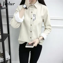 Jielur Shirt Women Korean Autumn Shirts Cute Rabbit Printed Female Long Sleeve Blouse Ladies Tops Blouses Blusas Mujer Thick