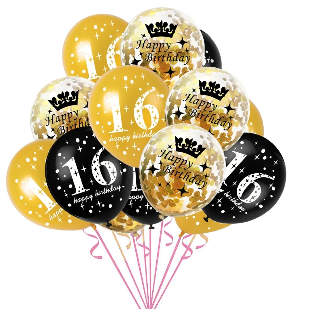15 шт разноцветные шары с золотыми конфетти номер 16 18 30 40 50 60 70, 80, 90 лет, костюмы для дня рождения вечерние цифровой клипсы для воздушных шаров из латекса Globos