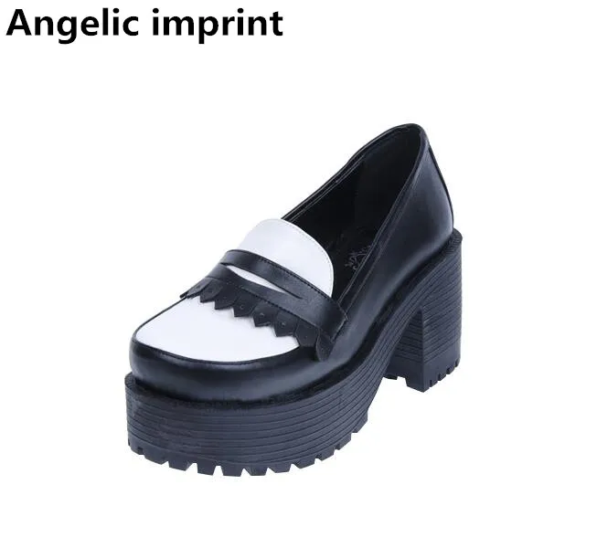 Angelic Punk Lolita Cosplay Kleid Schwarzes 40 Schuhe Hohe Mori Mädchen Prinzessin Dame Pumps Frau Quasten Impressum Trifle Frauen 35 Heels rxSwqYp4r