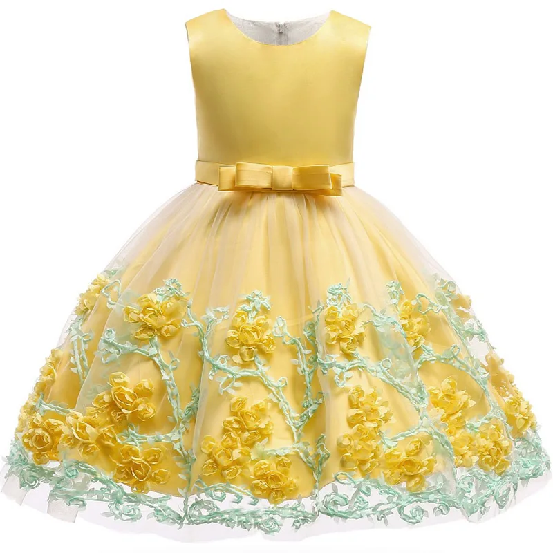 Высококачественное платье принцессы с цветочным узором для девочек летние платья-пачки для свадебного торжества, дня рождения, детские платья детский костюм дизайн выпускного вечера для подростков