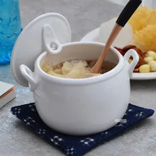 Керамическая посуда с Чисто Белой тушеной суповой чашей крышка воды в птичье гнездо суп Seminal отель бинауральные крыла чашки