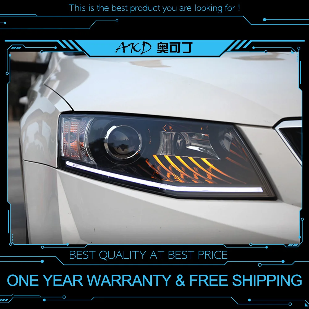 AKD tuning cars Headlight For Skoda Octavia 2015 Headlights LED DRL