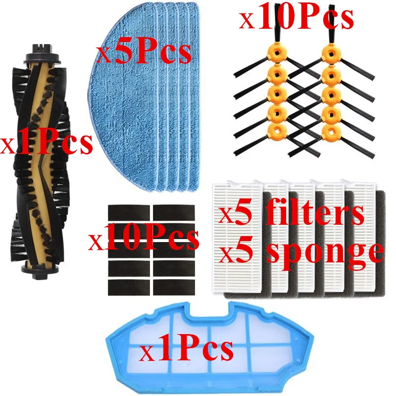 Боковая щетка HEPA фильтр губка Швабра рулон ткани основная щетка для CONGA EXCELLENCE iboto aqua v710 части робота-пылесоса - Цвет: 37pcs
