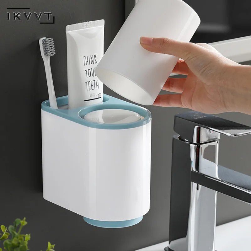 Для ванной комнаты, автоматическая Дозатор зубной пасты соковыжималка Наклейка на стену установленный держатель чашки для зубной щетки Аксессуары для ванной комнаты Набор
