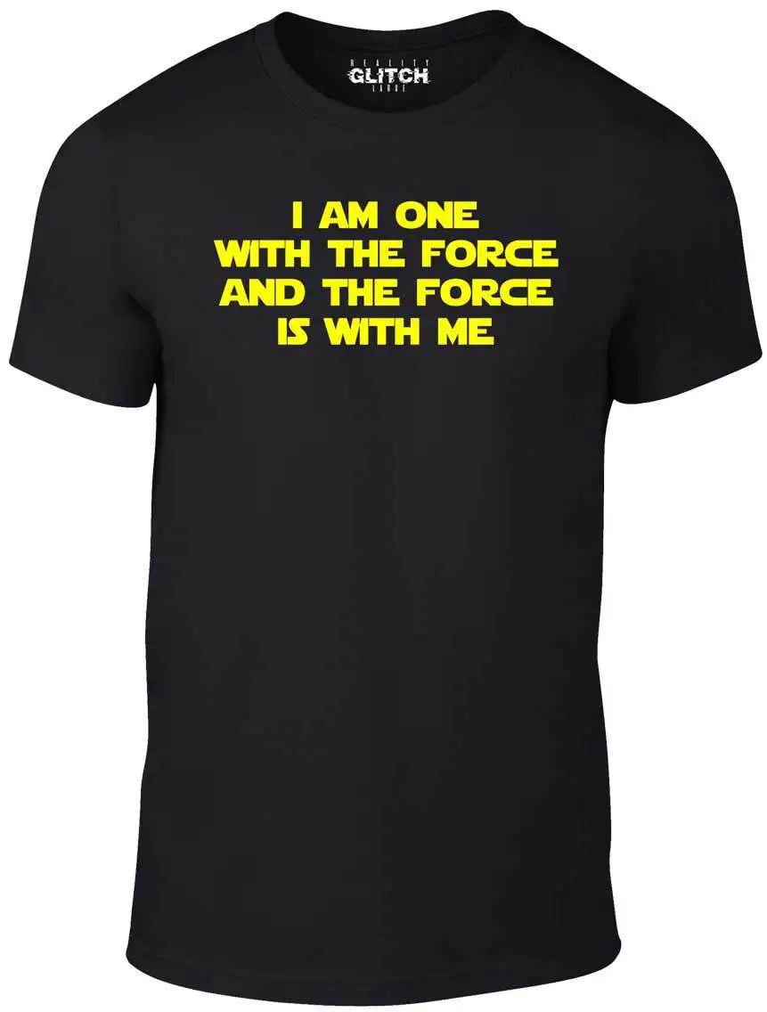 Футболка с надписью «I am one with the Force»-забавная футболка «star sci fi retro wars empire», удобная футболка, Повседневная футболка с короткими рукавами