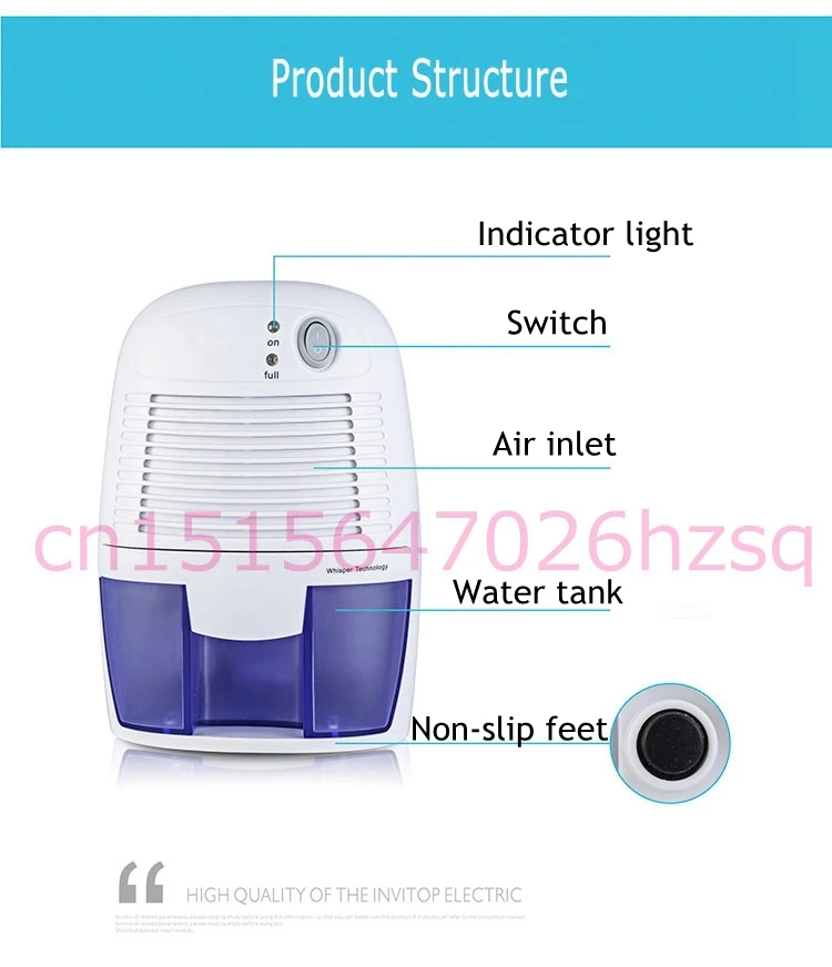 DMWD осушитель для дома Портативный 500 мл влагопоглощающий осушитель воздуха автоматический светодиодный индикатор осушитель воздуха