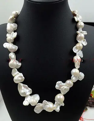 

Wholesale cheap Charming 18" Rear Huge South Sea White Baroque Pearl Necklace / Free Shipping