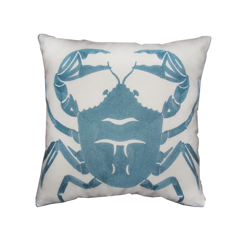 RUBIHOME European Style Embroidery Sea Animal Crab Design Decorative Cover Waist Throw Pillowcase Home Decor Sofa Seat