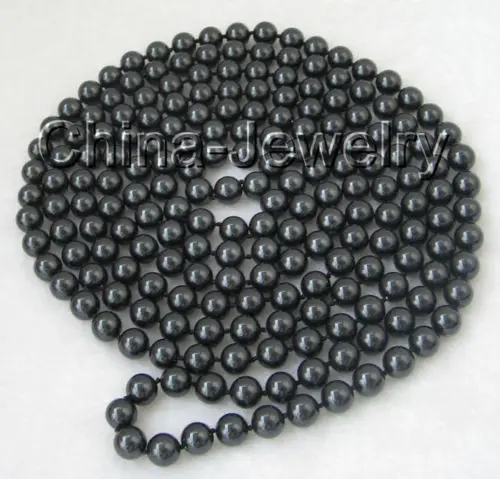 

Free shipping >>>>>Gorgeous! 80" 10mm perfect round black south sea shell pearl necklace