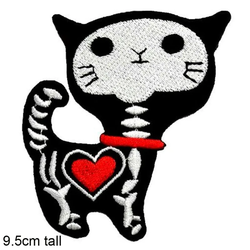 

Skeleton Luck Lucky Cat Iron On Patch Embroidered Clothes Patch For Clothing Woman Clothes Stickers Garment Apparel Accessories