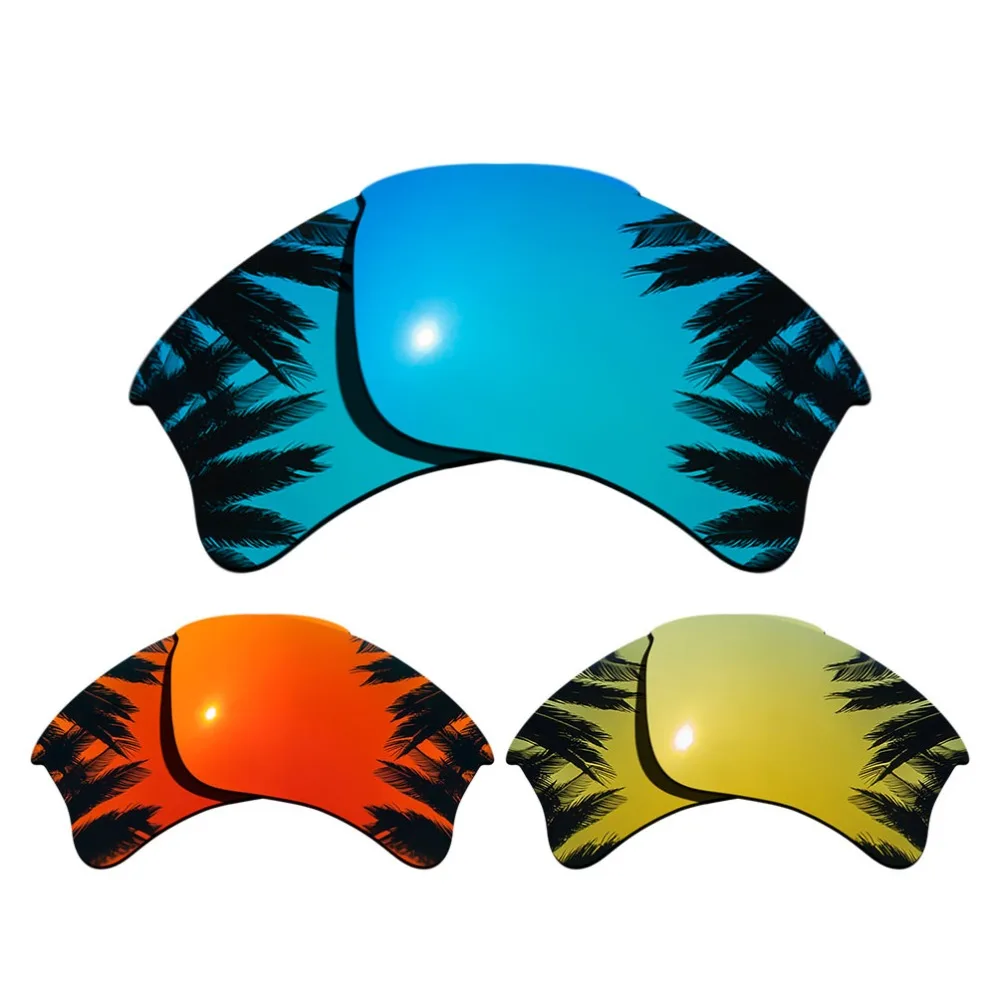 

(Blue+Orange Red+24K Gold Mirrored Coating) 3-Pairs Polarized Replacement Lenses for Flak Jacket XLJ 100% UVA & UVB Protection