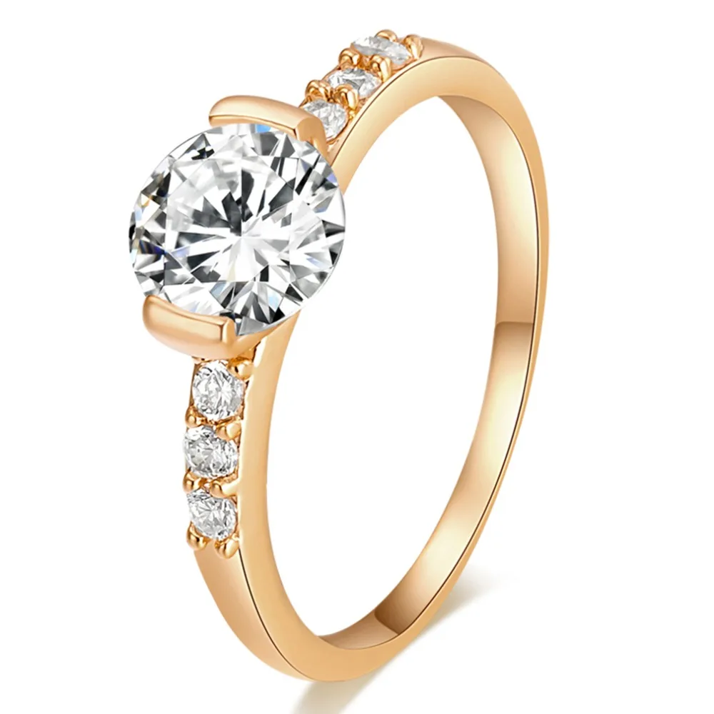 Роскошный, классический кубический цирконий навсегда свадебные кольца для женщин золотой цвет Пасьянс Австрийские кристаллы влюбленных кольцо ювелирные изделия весь