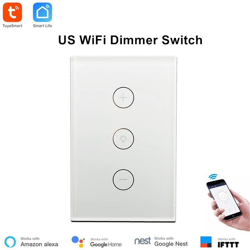 

Tuya US WiFi Smart Wall Light Switch Dimmer Mobile APP Remote Control No Hub Required Work with Amazon Alexa Google Home IFTTT