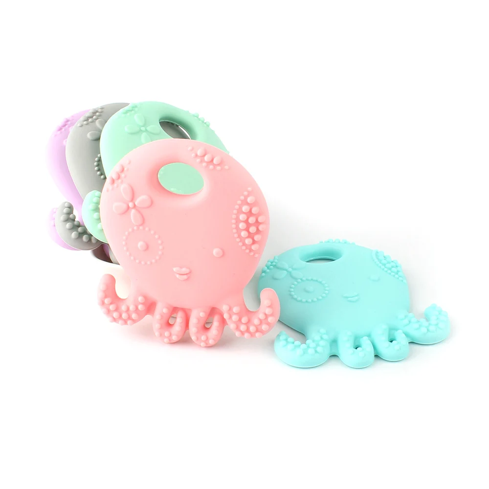 

1pcs 80mm Silicone octopus Baby Teethers rodent beads DIY chew Necklace Pacifier Chain Pendant Food Grade Silicone BPA Free