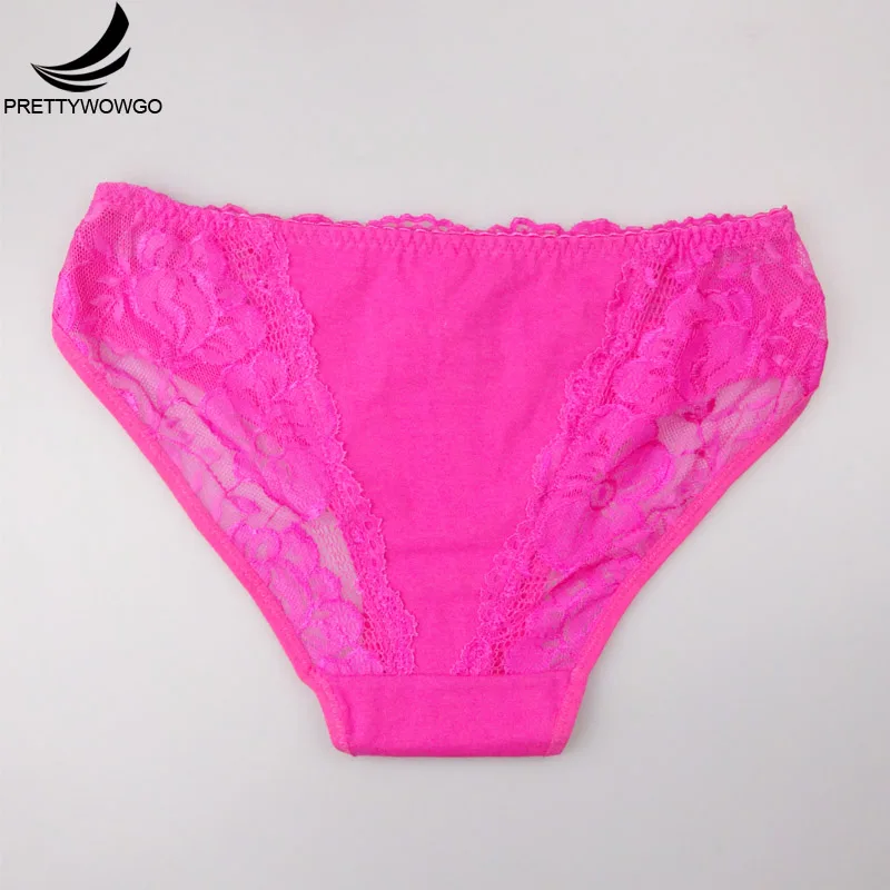 Prettywowgo 6 pcs/lot Women Underwear 2019 Sexy Lace 6 Candy Color Women's Cotton Panties 887