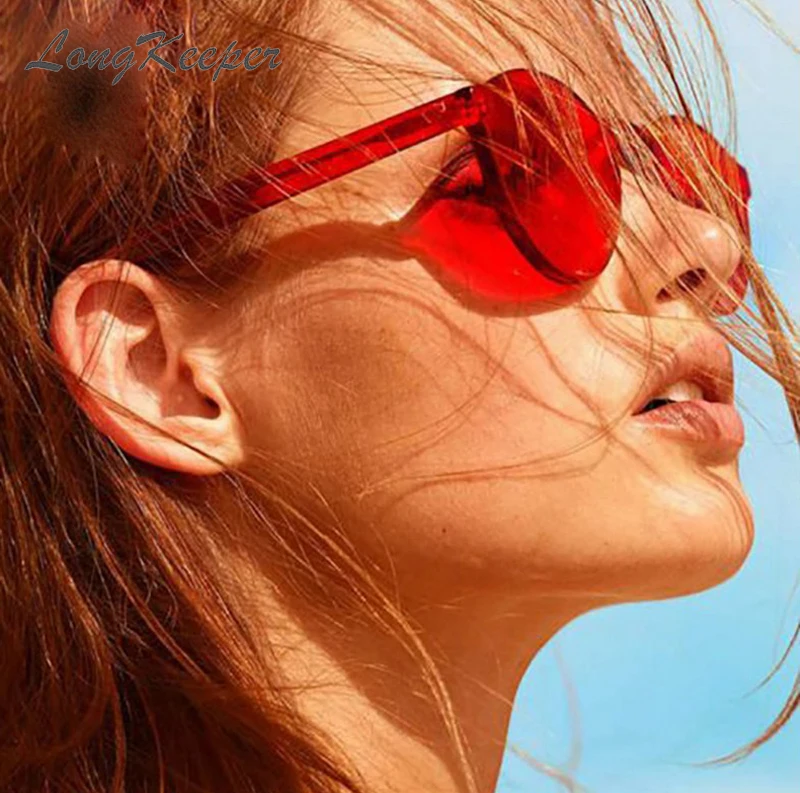 LongKeeper 2018 круглые очки без оправы новые модные Для женщин прозрачный, конфеты Цвет очки UV400 прозрачный ПК солнцезащитные очки 9803