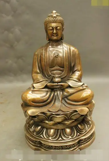 

S5446 10 Chinese Buddhist Temple Bronze Copper Shakyamuni Sakyamuni Buddha Bowl Statue