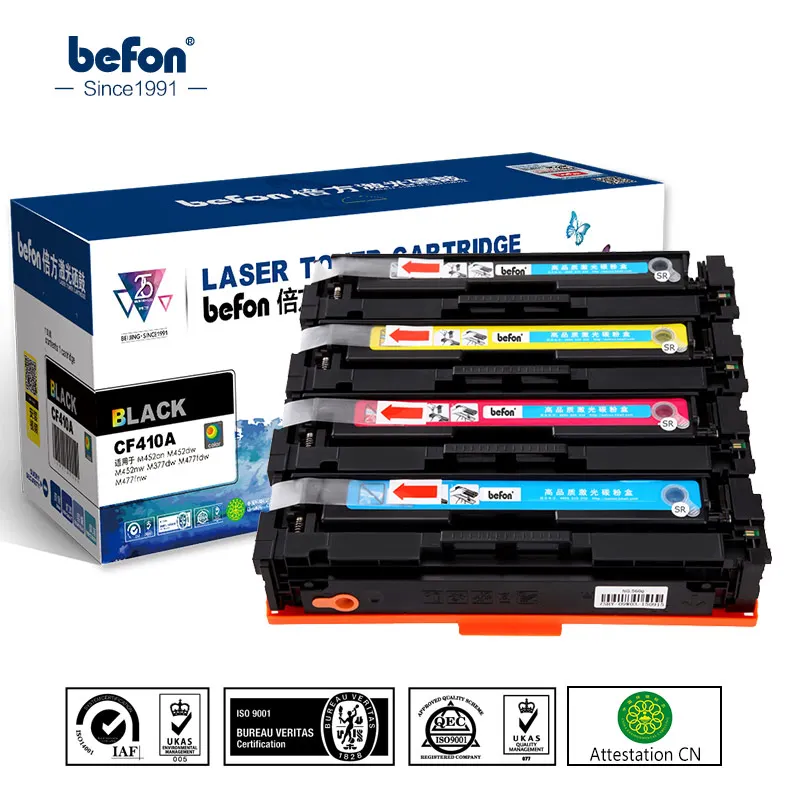 Befon Совместимость CF410A CF411A CF412A CF413A 410A Замена тонер-картридж для hp LaserJet Pro M452nw M477fdw M452dn M452DW