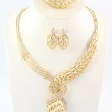 Свадебный золотой лист многослойный Кристалл эффектное ожерелье набор вечерние свадебное кольцо серьги браслеты ювелирные наборы