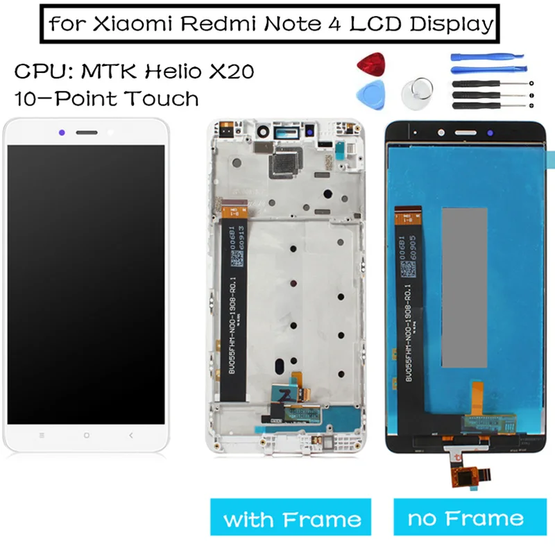 

Original For Xiaomi Redmi Note 4 MTK LCD Display Touch Screen Digitizer with Frame Complete Assembly Replacement Repair Parts