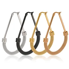 2017 New 4 Color 30 40 50mm Hot Punk Rock Stainless Steel Earrings for Women Men
