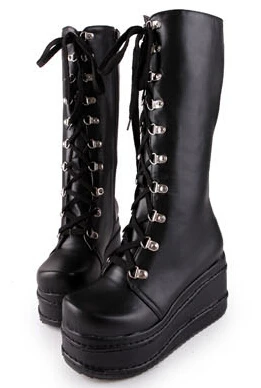 Г. Новые Модные женские ботинки на шнуровке с перекрестными ремешками ботинки на платформе с высоким голенищем тонкие ботинки черный белый, Размеры 35-39,#0357 - Цвет: Черный