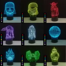 3D Звездные войны светится в темноте игрушки Дарт Вейдер светодиодный визуальный светильник 7 цветов Luminaria Рождество Домашний Декор дети подарки на день рождения