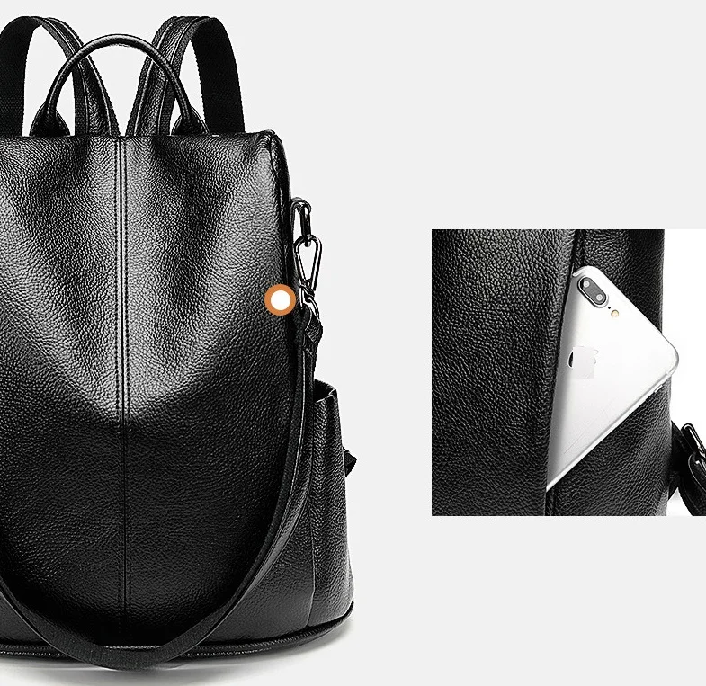Женский многофункциональный рюкзак из натуральной кожи, Повседневная сумка на плечо, Большая вместительная женская школьная сумка на молнии, дорожная сумка C643