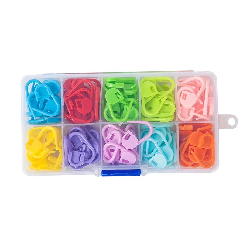 100pcs Mixed Color Mini Kniting Holder Needle Clip Craft Crochet Locking Plastic Mark Hook Kniting Accessories High Quality GYH