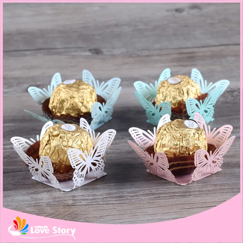 

50pcs Laser Cut Butterfly Chocolate Bar Chocolate Wrappers Birthday Party Decoration Kids wedding Decoration