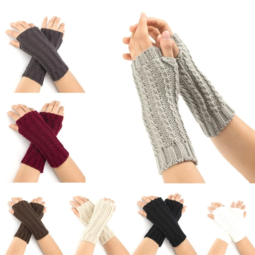 New Fashion Men And Women Mitten Mesh Gloves Without Fingers Twist Soft