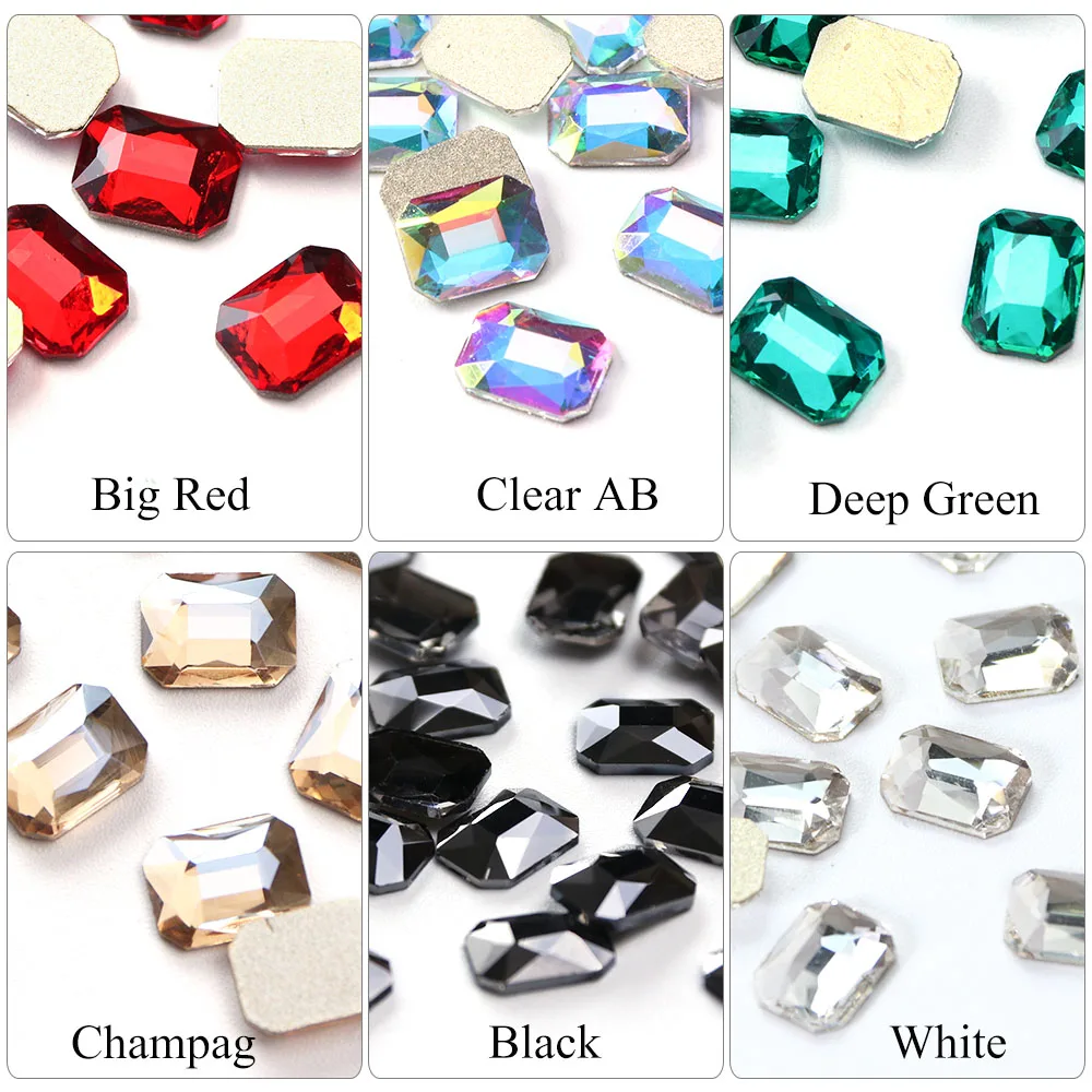 10pcs/lot AB Nail Rhinestones Octagon Art Decorations Flat Back Strass 3D Crystal Gems Manicure Decor TR714 1|Стразы и украшения| |