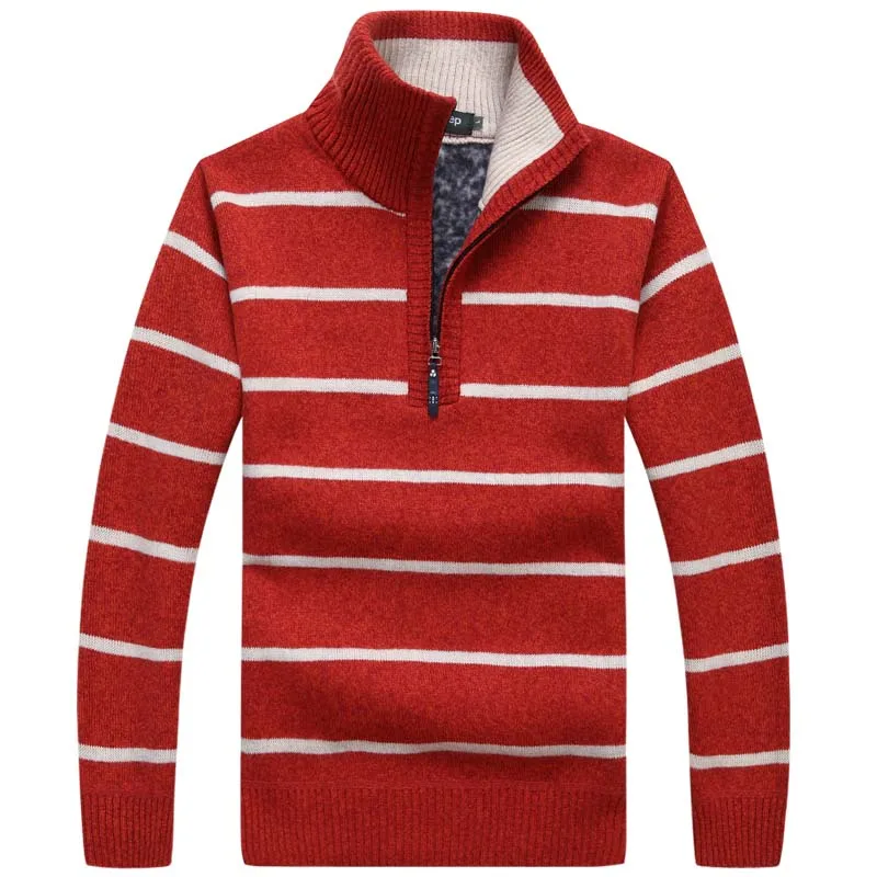 8018 red Скидка 50% Модные пуловеры новые мужские полосатые свитера половина на молнии трикотаж осень и зима мужские свитера 8003#50 - Цвет: 8018 red