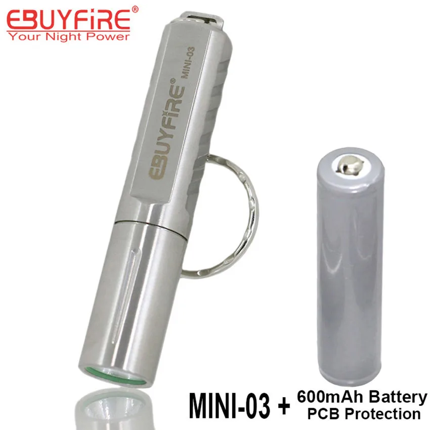 EBUYFIRE Mini-03 CREE XPG R5 LED Super Flashlight 10400 Torch Keychain LED Light with PCB Protected Rechargeable 10440 battery
