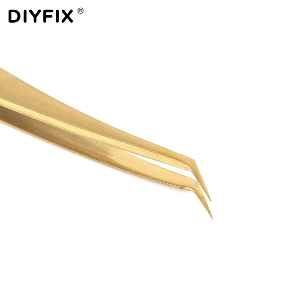 DIYFIX 2 шт. гальванические пинцеты щипцы для наращивания ресниц Изогнутые