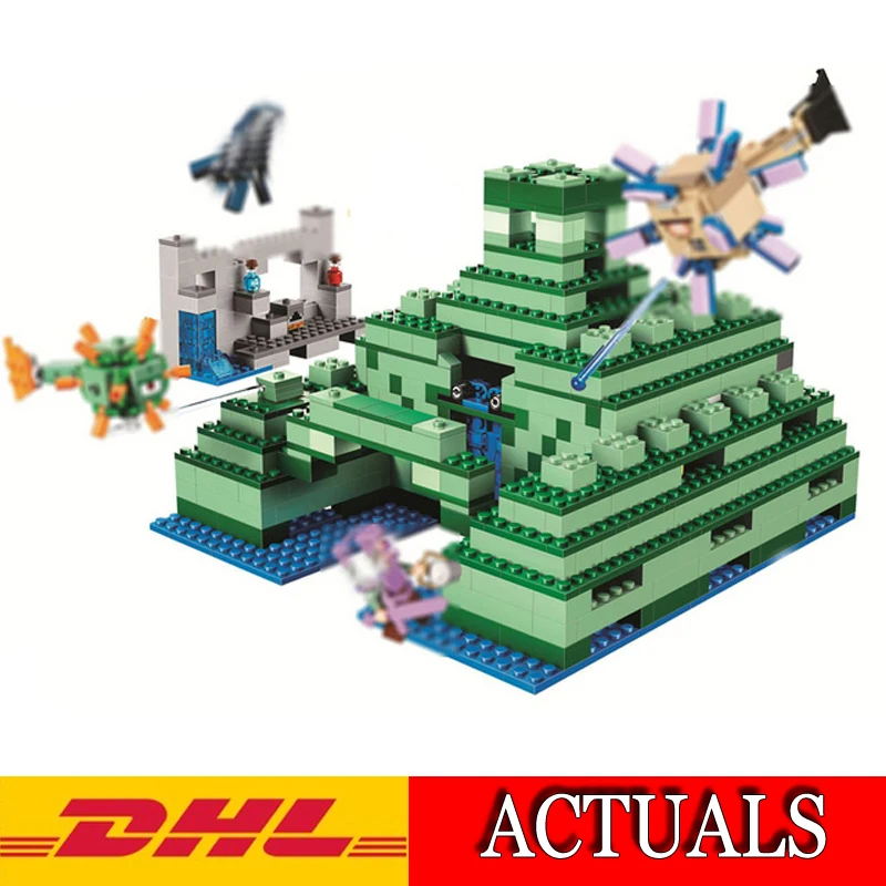 

2018 New 828Pcs Minecrafted The Ocean Monument Cave Model Building Kits Blocks Bricks Compatible Children Toys