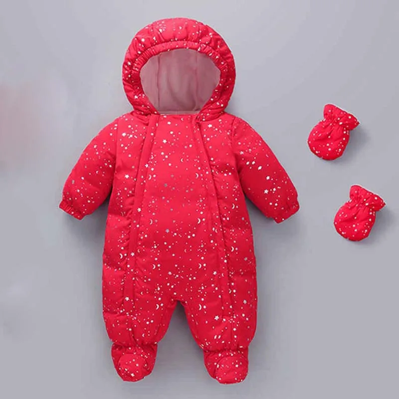 

Baby Winter Romper Infant Children Kids Thicken Warm Climbing Clothes Newborn Clothing Toddler Jumpsuit Romper+Gloves+Shoes 3ps