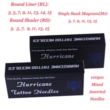 100 шт иглы для татуировки, смешанные иглы, одноразовые микроблейдинг иглы, Agujas стерилизованные круглые иглы для тату машины