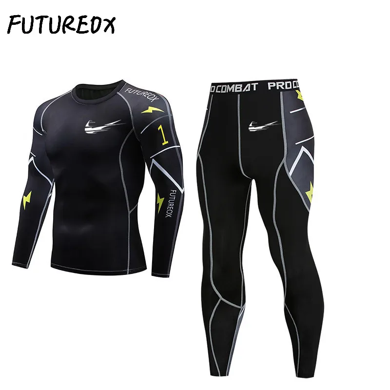 New men's thermal underwear set 2 sets of sportswear men's compression clothing Rashgard men's sports thermal underwear base