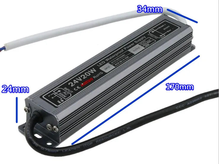 

Best performance waterproof led driver IP67 ac100-264V adapter led light transformer 24V 20W 0.83A power charger for leds