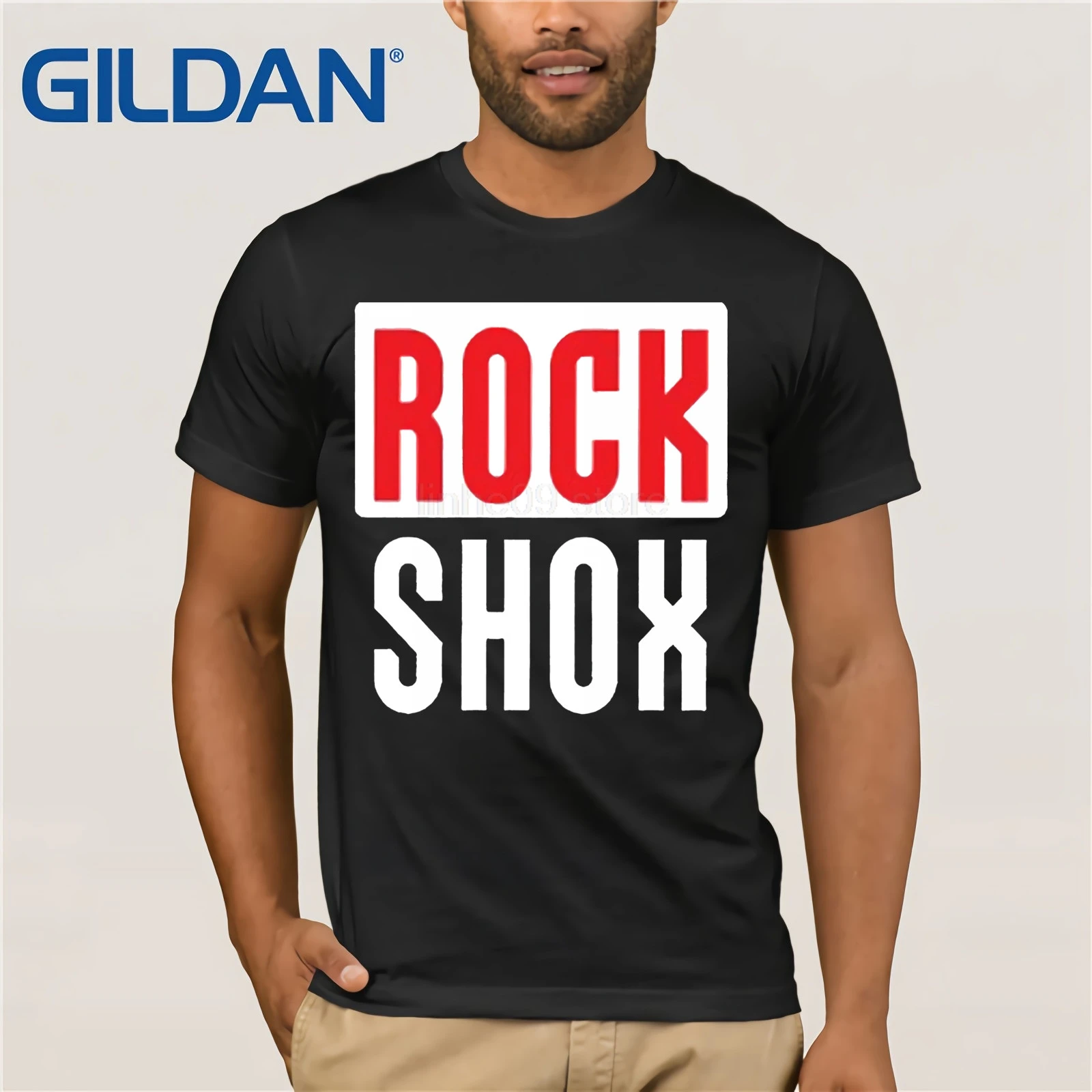 New ROCK SHOX Moutain MTB Bikeing Bicycle Men's Black T-shirt Size S-3XL Men T Shirt Lowest Price 100 % Cotton