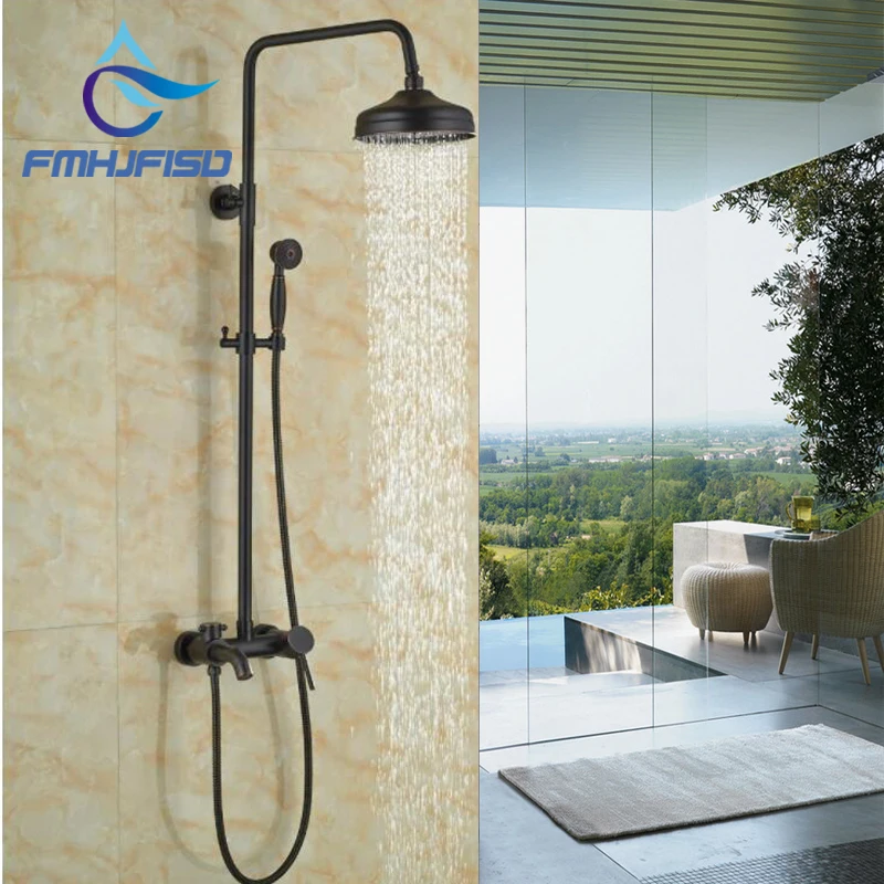 

fmhjfisd 8" Rain Bathroom Shower Faucet Set Wall Mounted Tub Shower Mixer Tap hot and cold mixer faucet