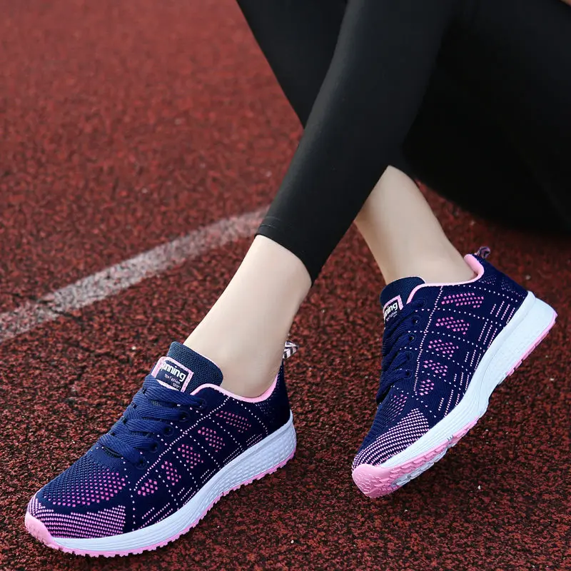 

PINSV Running Shoes For Women Breathable Sneakers Basket Femme Sneakers Sport Jogging Shoes Woman Krasovki Feminino Black Blue